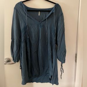 Free people dark blue babydoll blouse